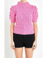 ფოტო #1 პროდუქტის Women's Pom Pom Puff Sleeve Sweater