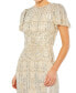 ფოტო #3 პროდუქტის Women's Embellished Flutter Sleeve High Neck Dress