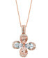 ფოტო #1 პროდუქტის Aquamarine (1-3/8 ct. t.w.), Morganite (1-1/3 ct. t.w.) & Diamond (1/3 ct. t.w.) Flower Pendant Necklace in 14k Rose Gold, 16" + 2" extender