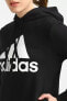 Фото #4 товара Толстовка спортивная Adidas GL0653 W BL FL HD Kadın Sweat Black/White