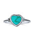 ფოტო #3 პროდუქტის Blue Stabilized Turquoise Bezel Heart Ring For Women For Teen For Girlfriend .925 Sterling Silver December Birthstone