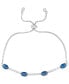 ფოტო #1 პროდუქტის Lab Created Sapphire and Cubic Zirconia Oval Adjustable Bolo Bracelet in Fine Silver Plate