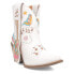 Фото #2 товара Dingo Melody Leather Graphic Embroidery Snip Toe Cowboy Booties Womens White Cas