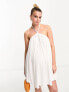 Фото #3 товара The Frolic Maternity sunstone halter volume mini summer dress in white waffle