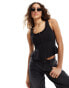 Фото #1 товара Weekday Elvie frill top with hook and eye front in black