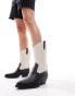 Фото #2 товара ONLY heeled western boot in black and white contrast