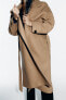 Фото #5 товара Длинное пальто из смесовой шерсти с поясом ZARA