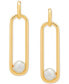 ფოტო #4 პროდუქტის Cultured Freshwater Button Pearl (5mm) Paperclip Drop Earrings in Sterling Silver or 14K Yellow Gold Over Silver