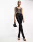 4th & Reckless Tall exclusive sequin split hem leggings in black