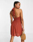 Influence Petite halter neck beach dress in brown