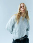 Фото #4 товара ASOS DESIGN knitted jumper with textured stitch in wool blend in grey