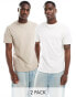 ASOS DESIGN 2 pack crew neck t-shirts in cream and beige