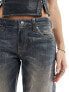 Фото #5 товара Weekday Arrow co-ord wax coated low waist regular fit straight leg jeans in washed blue