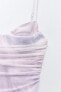 Фото #8 товара Платье из полупрозрачной ткани с драпировкой и принтом ZARA