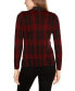 Фото #2 товара Women's Lurex Plaid Embellished-Neck Sweater