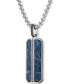 ფოტო #3 პროდუქტის Diamond Vertical Line Dog Tag 22" Pendant Necklace (1/10 ct. t.w.) in Blue Carbon Fiber & Stainless Steel, Created for Macy's