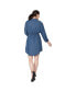 Фото #3 товара Women's Long Sleeves Buttoned Down Elastic Waist Shirt Dress