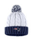 Фото #2 товара Women's White New England Patriots Cable Stripe Cuffed Knit Hat with Pom and Scarf Set