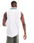 ASOS DESIGN relaxed vest with polo neck in white towelling