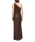 ფოტო #2 პროდუქტის Women's Sequined One-Shoulder Side-Twist Gown