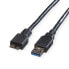 Фото #1 товара ROLINE USB 3.0 Cable - USB Type A M - USB Type Micro B M 0.8 m - 0.8 m - USB A - Micro-USB B - USB 3.2 Gen 1 (3.1 Gen 1) - Male/Male - Black