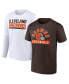 Фото #1 товара Men's Brown, White Cleveland Browns Two-Pack 2023 Schedule T-shirt Combo Set