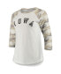 ფოტო #2 პროდუქტის Women's White and Camo Iowa Hawkeyes Boyfriend Baseball Raglan 3/4-Sleeve T-shirt