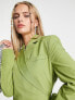 Фото #3 товара COLLUSION slim blazer with wrap detail in lime green co-ord