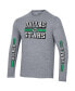 Фото #2 товара Men's Heather Gray Distressed Dallas Stars Tri-Blend Dual-Stripe Long Sleeve T-shirt