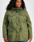 ფოტო #4 პროდუქტის Plus Size Cotton Hooded Military Zip-Front Jacket