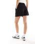 ASOS DESIGN Tall high waist seam detail shorts with linen in black