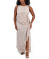 ფოტო #1 პროდუქტის Plus Size Lace Sequin Cascade Ruffle Dress