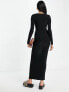 Фото #7 товара ASOS DESIGN square neck long sleeve slinky maxi dress in black