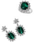 ფოტო #4 პროდუქტის EFFY® Lab Grown Emerald (3-3/8 ct. t.w.) & Lab Grown Diamond (1-7/8 ct. t.w.) Halo Drop Earrings in 14k White Gold