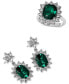 Фото #4 товара EFFY® Lab Grown Emerald (3-3/8 ct. t.w.) & Lab Grown Diamond (1-7/8 ct. t.w.) Halo Drop Earrings in 14k White Gold