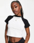 Missguided colour block ringer tee in black & white