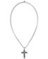 ფოტო #3 პროდუქტის Diamond Accent Cross 22" Pendant Necklace in Stainless Steel & Black Ion-Plate, Created for Macy's