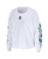 Women's White Seattle Kraken Celebration Cropped Long Sleeve T-shirt