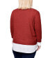 ფოტო #3 პროდუქტის Plus Size Long Sleeve Two-Fer Top