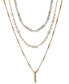 Gold-Tone White Bead Three-Row Layer Necklace, 20" + 3" extender