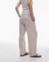 Фото #4 товара Topshop Petite low slung linen button trouser in natural