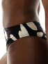 New Look high waist printed bikini bottoms in black