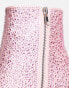 Фото #3 товара ASOS DESIGN heeled chelsea boots in pink faux leather with diamante detail