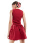 Фото #4 товара ASOS DESIGN poplin skirt mini dress in red