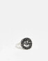 Фото #1 товара ASOS DESIGN winky face signet ring in silver tone