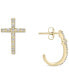 Фото #1 товара Diamond Cross Earrings (1/8 ct. t.w.) in 14k White or Yellow Gold, Created for Macy's