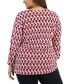 Plus Size Printed 3/4-Sleeve V-Neck Wrap Top