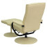 Фото #2 товара Contemporary Cream Leather Recliner And Ottoman With Leather Wrapped Base