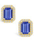 Tanzanite (3-1/5 Ct. t.w.) and Diamond (3/8 Ct. t.w.) Halo Stud Earrings