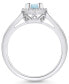 ფოტო #3 პროდუქტის Aquamarine (3/4 ct. t.w.) and Diamond (1/5 ct. t.w.) Halo Ring in 14K White Gold